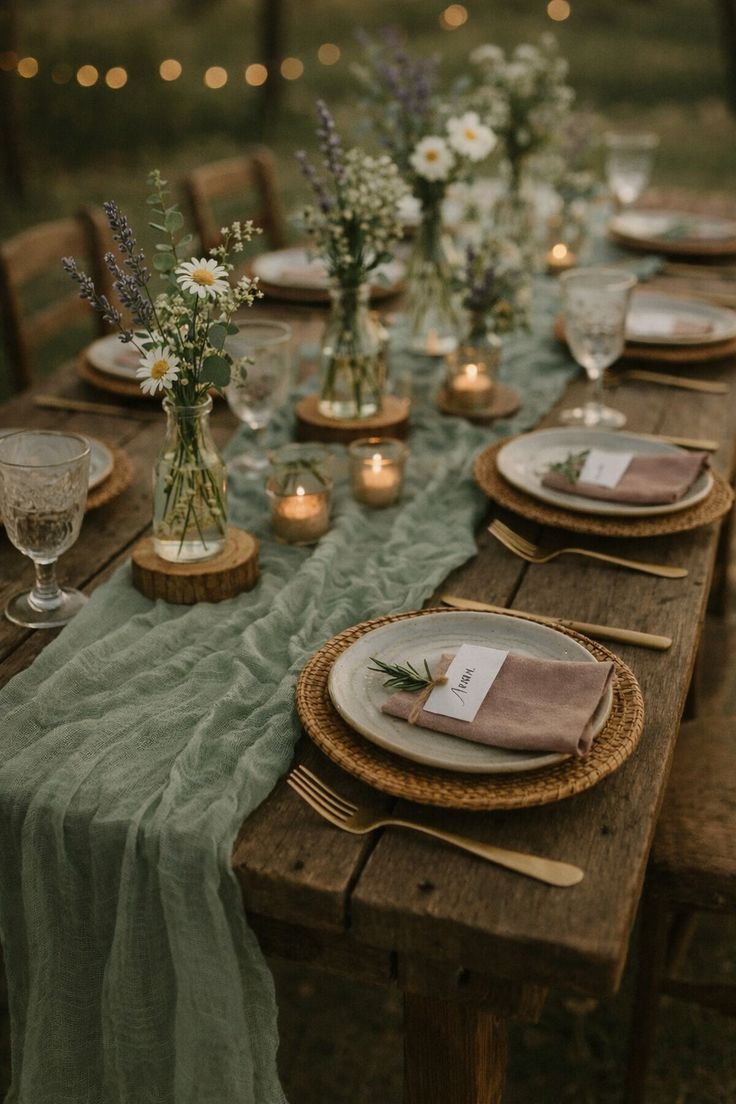 Detalle elegante de montaje de mesa para eventos